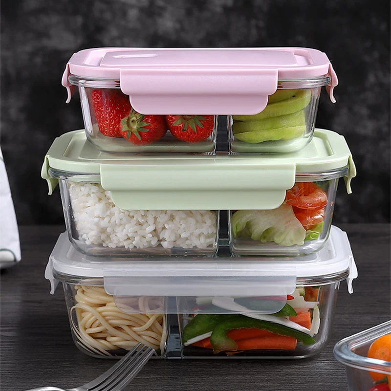 Meal Prep Glass Containers With Lids - Fiambrera de vidrio sellada para mantenimiento