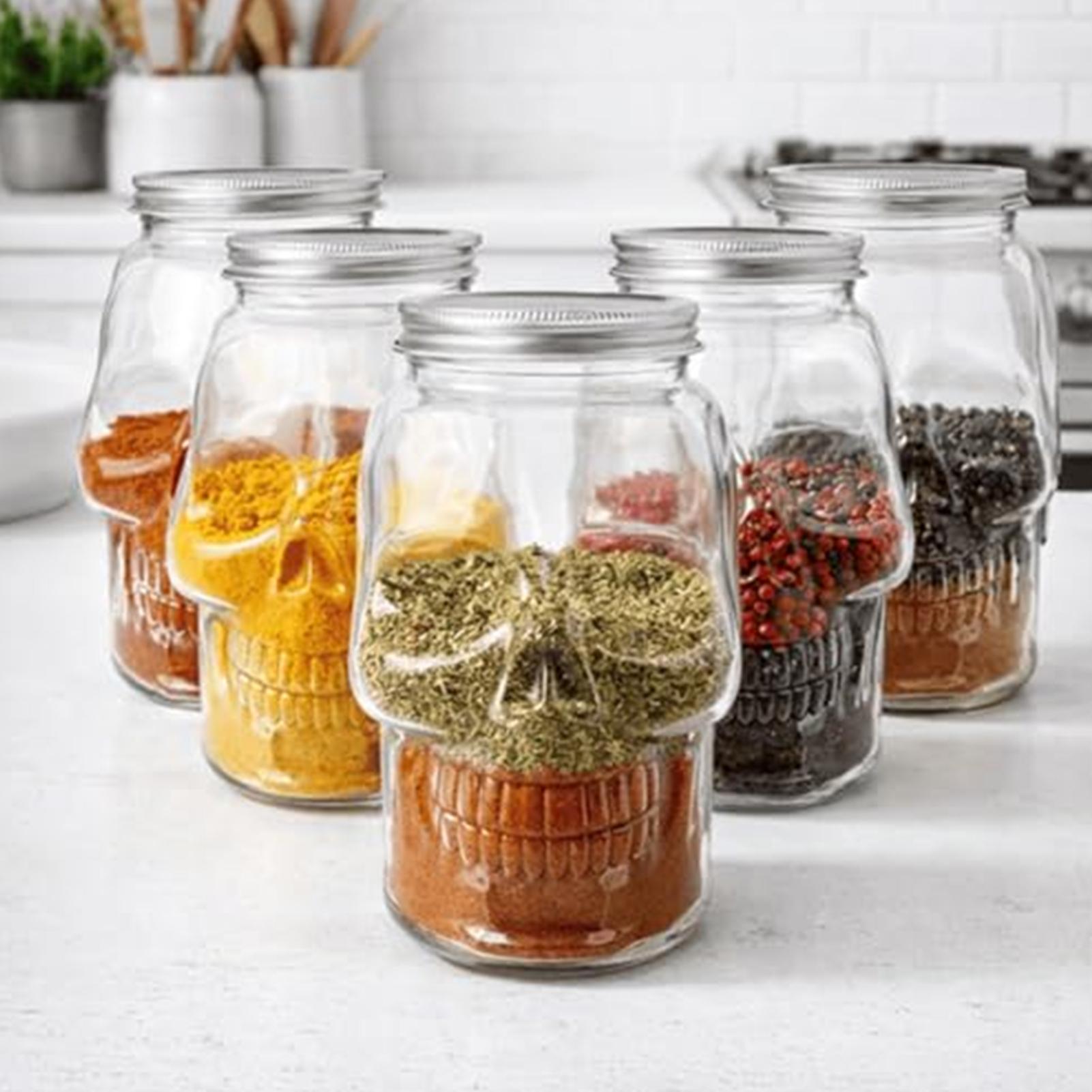 Meal Prep Jar Salad - Frascos transparentes con forma de calavera