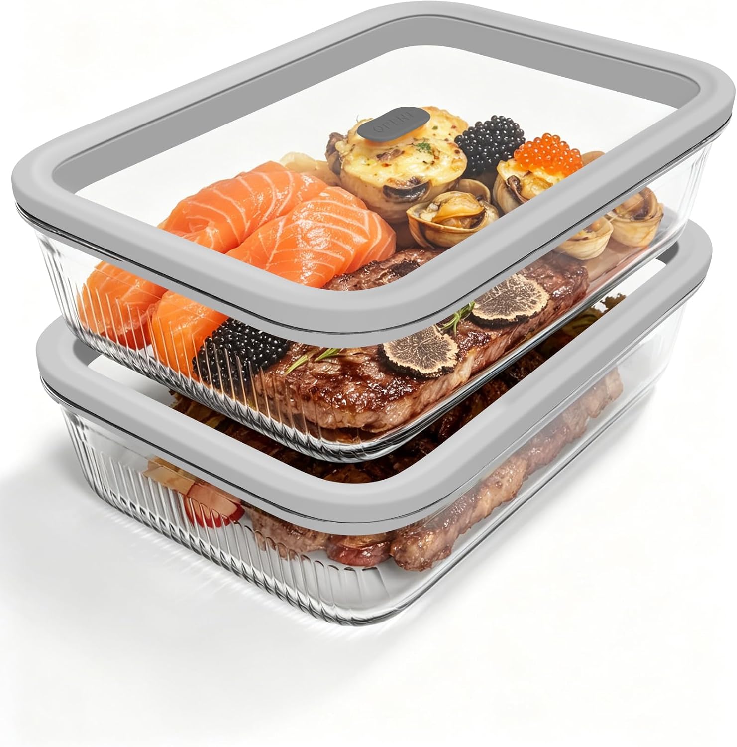 Meal Prep Glass Containers With Lids - Paquete de 2 Recipientes de Vidrio