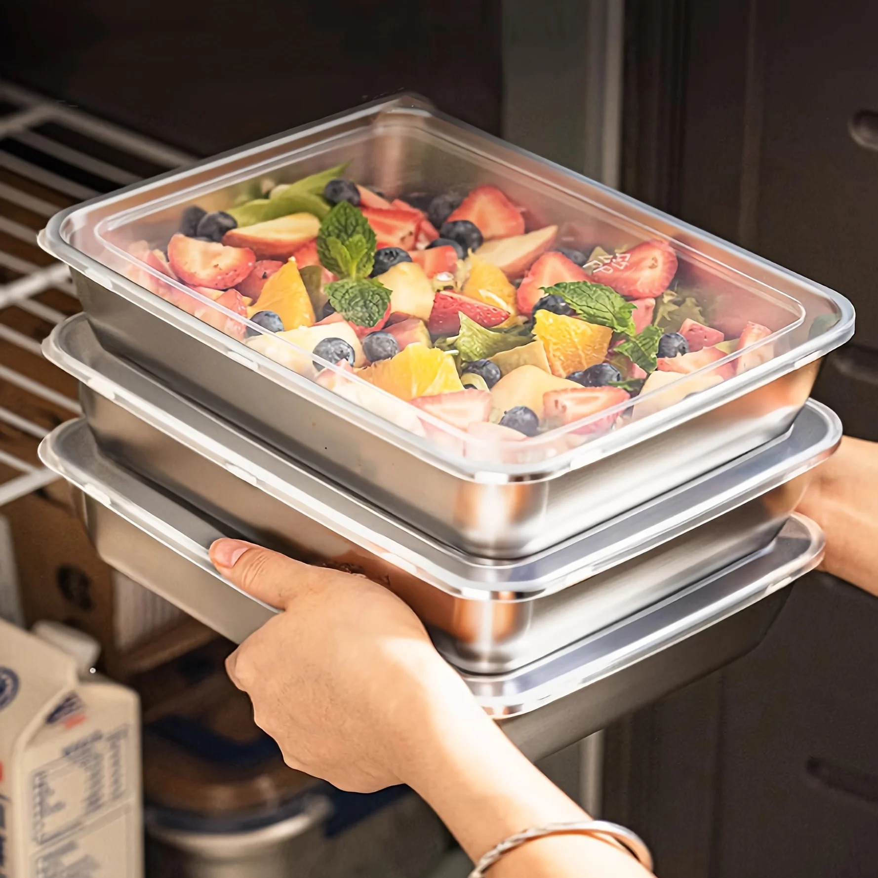 Meal Prep Tupperware - Juego de 3 Recipientes de Acero