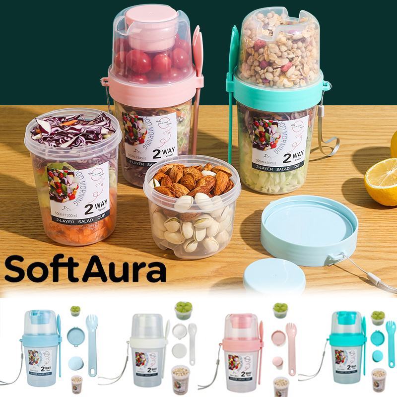 Meal Prep Tupperware - SoftAura Vasos para desayuno para llevar,