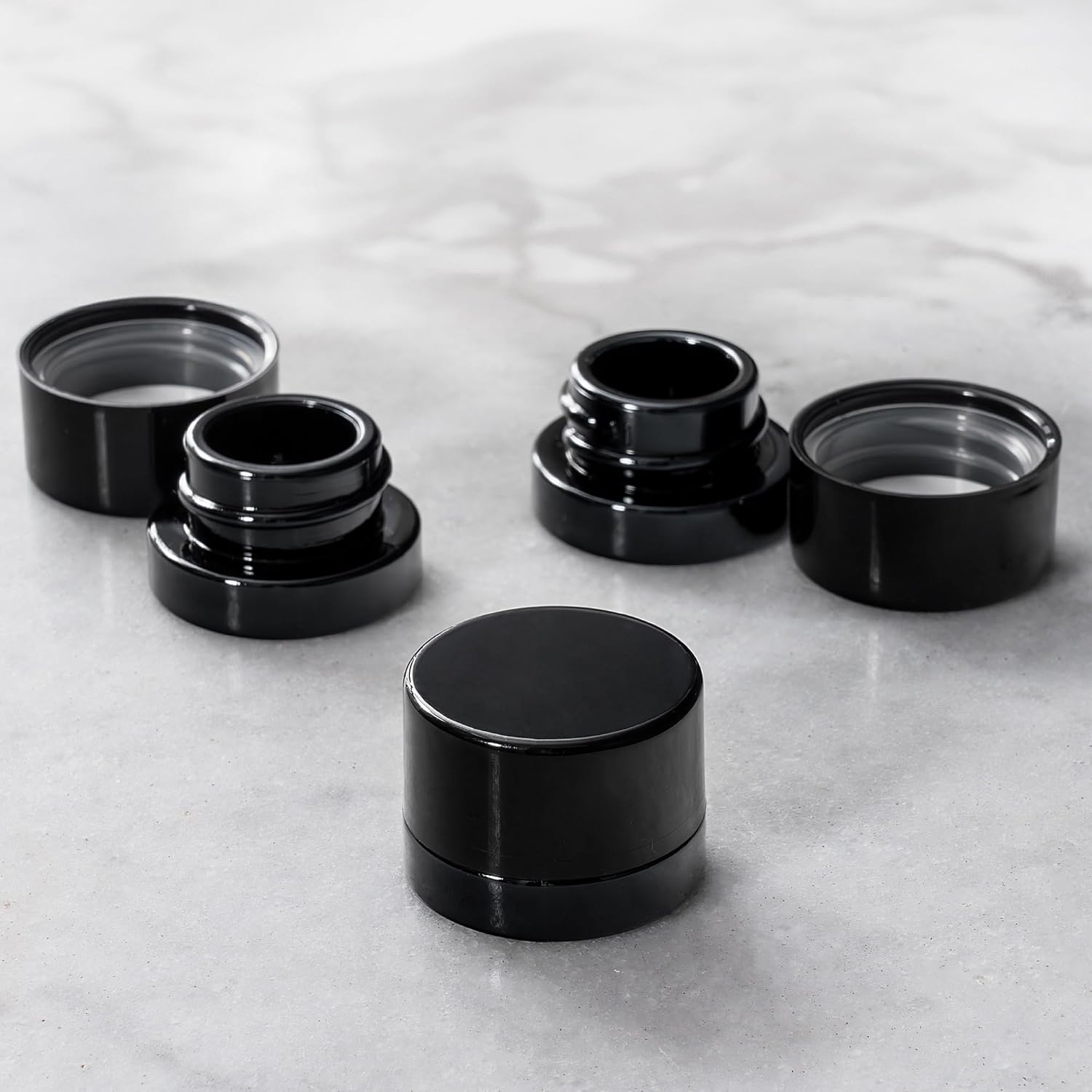 Meal Prep Glass Containers With Lids - Frascos de vidrio negro de 5