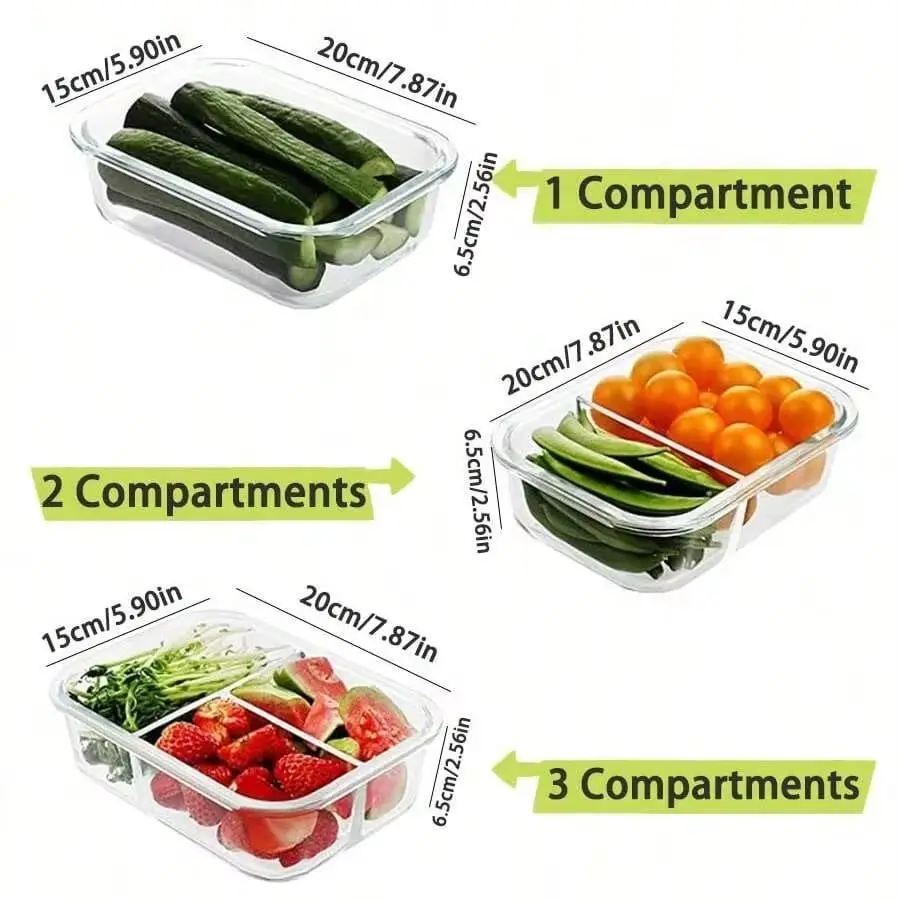 Meal Prep Glass Containers With Lids - Contenedor de vidrio para almacenamiento de