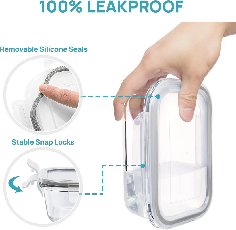 Juego de 18 recipientes de vid - Meal Prep Glass Containers With Lids reseña y precio