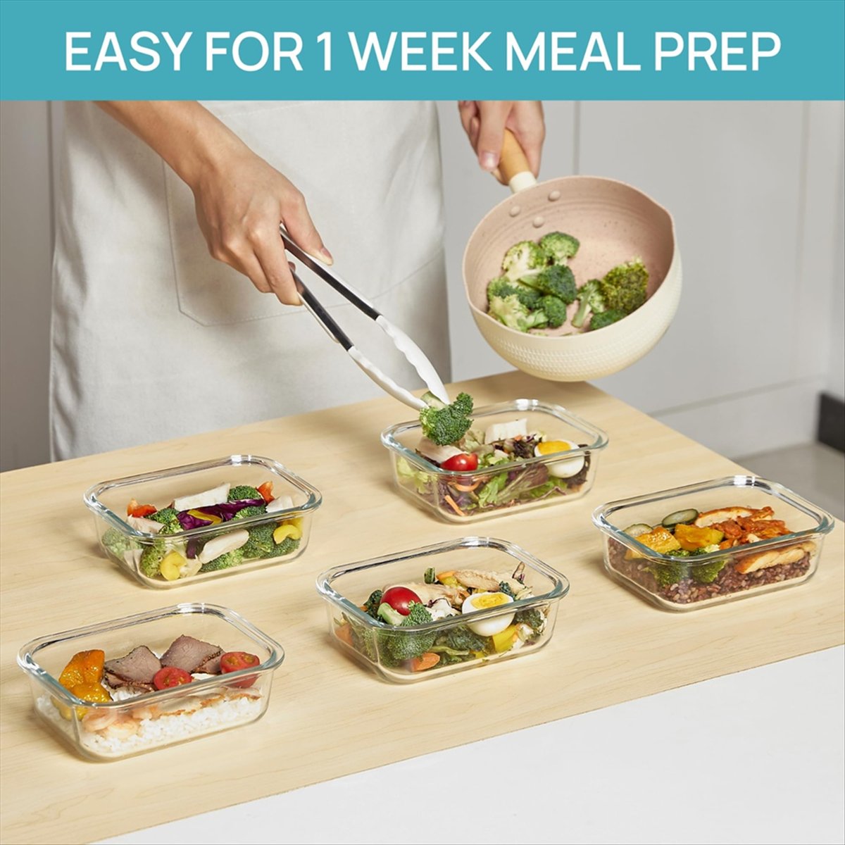 (ESTR) Paquete de 5 Recipiente - Meal Prep Glass Containers With Lids reseña y precio