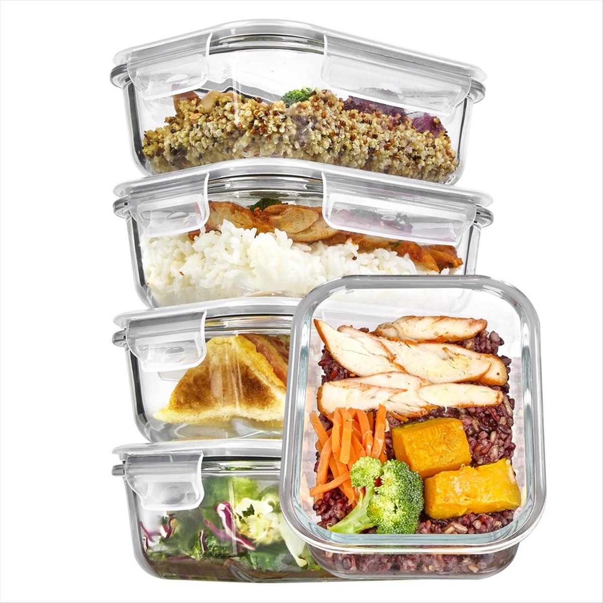 (ESTR) Paquete de 5 Recipiente - Meal Prep Glass Containers With Lids reseña y precio