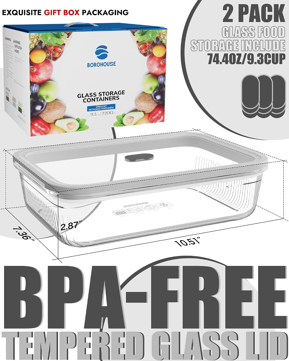 Paquete de 2 Recipientes de Vi - Meal Prep Glass Containers With Lids reseña y precio