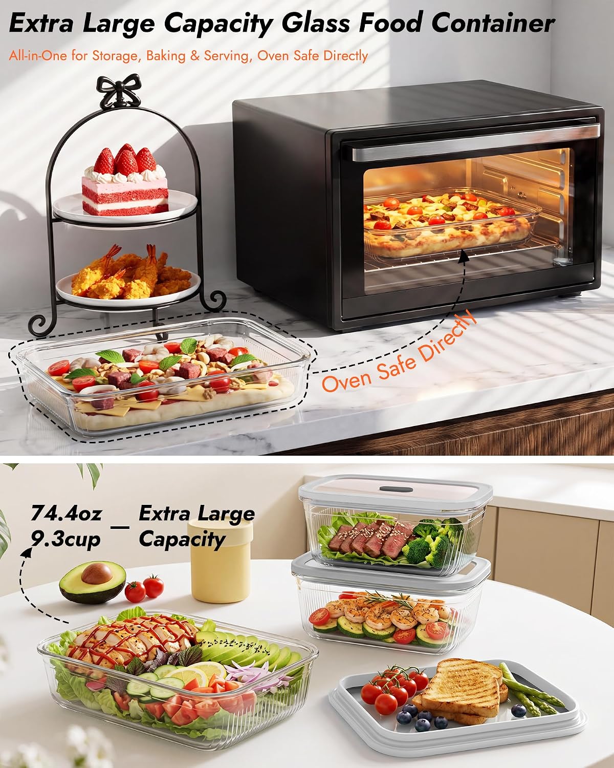 Paquete de 2 Recipientes de Vi - Meal Prep Glass Containers With Lids reseña y precio