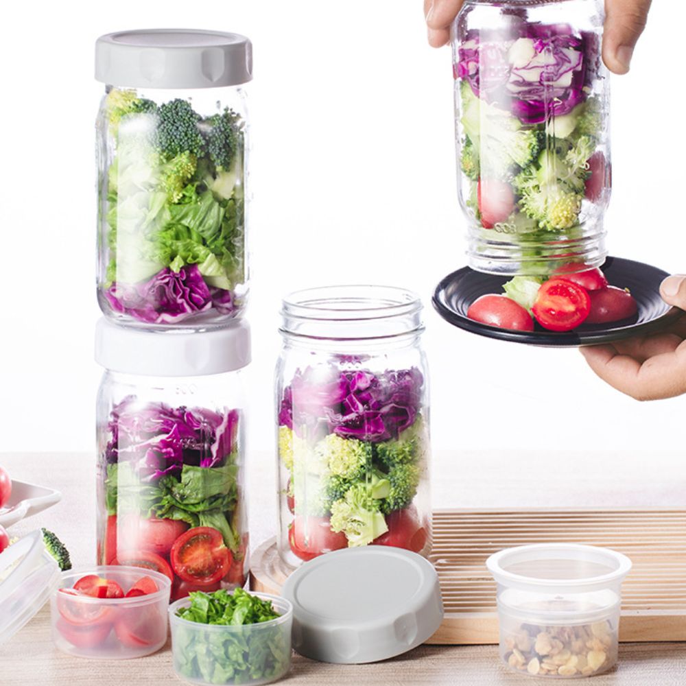Paquete de 4 Frascos de Vidrio - Meal Prep Jar Salad reseña y precio